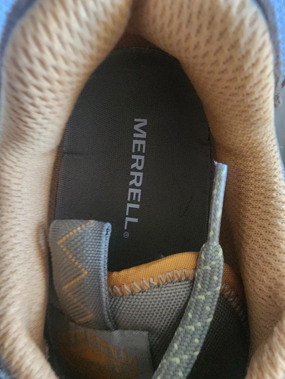 Merrell Men’s Lace-Up Sneakers in Brown and Tan with Olive Accents
